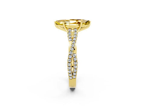 Yellow gold Marquise Cut Yellow Sapphire Solitaire Engagement Ring with Twisted Pavé Band and Four-Prong Setting_14