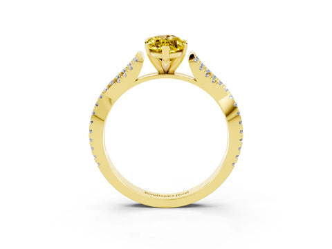Yellow gold Marquise Cut Yellow Sapphire Solitaire Engagement Ring with Twisted Pavé Band and Four-Prong Setting_15