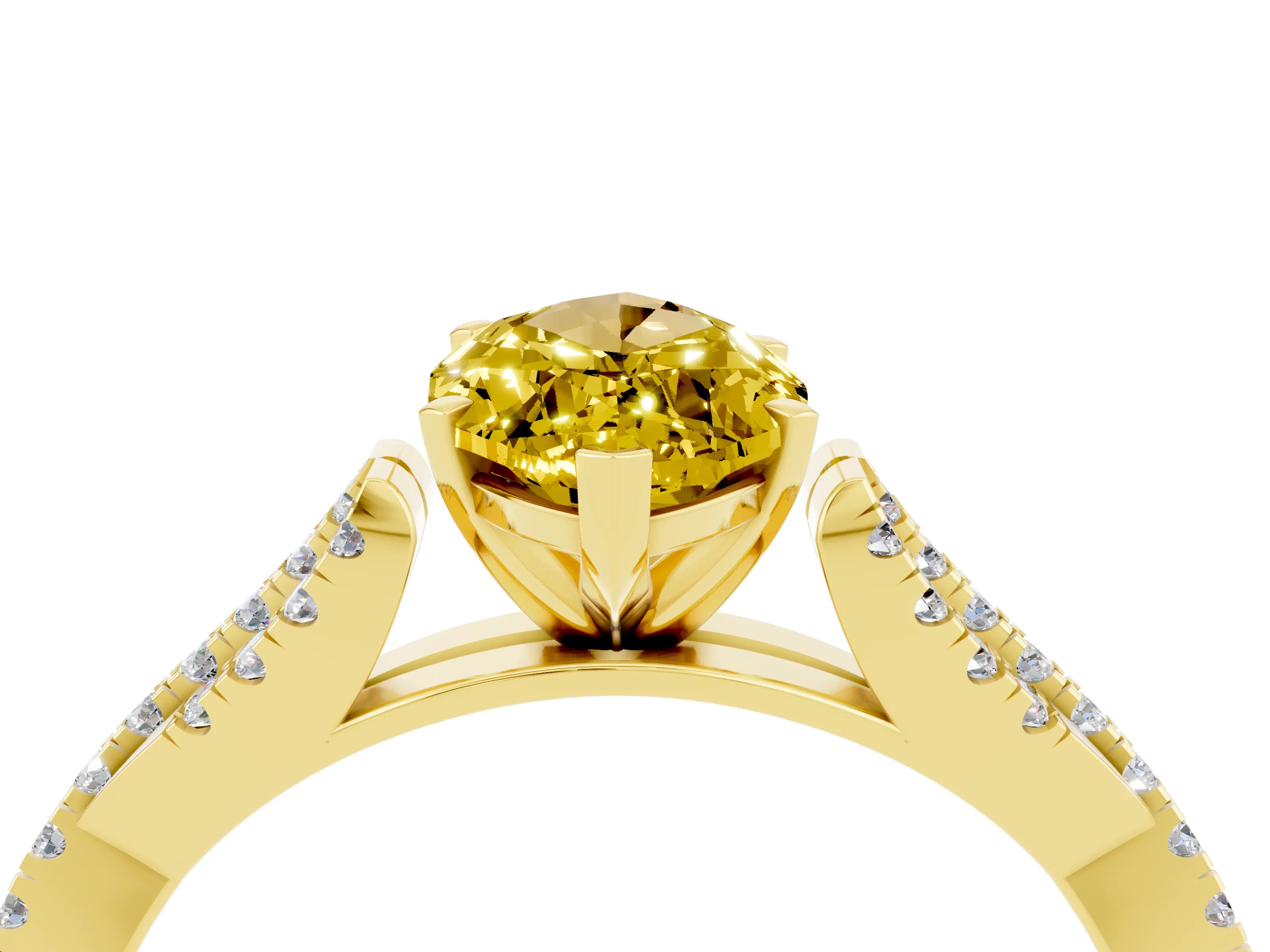 Yellow gold Marquise Cut Yellow Sapphire Solitaire Engagement Ring with Twisted Pavé Band and Four-Prong Setting_16