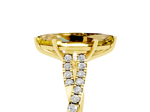 Yellow gold Marquise Cut Yellow Sapphire Solitaire Engagement Ring with Twisted Pavé Band and Four-Prong Setting_17
