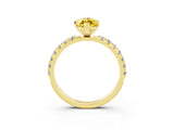 Yellow gold Marquise Cut Yellow Sapphire Solitaire Pavé Band with Four-Prong Setting_27