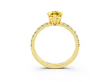 Yellow gold Marquise Cut Yellow Sapphire Solitaire Pavé Engagement Ring with Round Band and Prong Setting_15
