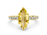 Yellow gold Marquise Cut Yellow Sapphire Solitaire Pavé Engagement Ring with Round Band and Prong Setting_72
