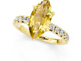 Yellow gold Marquise Cut Yellow Sapphire Solitaire Pavé Engagement Ring with Round Band and Prong Setting_73