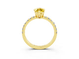 Yellow gold Marquise Cut Yellow Sapphire Solitaire Pavé Engagement Ring with Round Band and Prong Setting_75