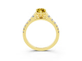 Yellow gold Marquise Cut Yellow Sapphire Solitaire Ring with Cathedral Setting and Pavé Band_27