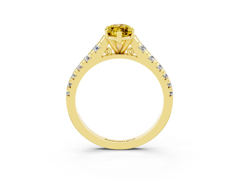 Yellow gold Marquise Cut Yellow Sapphire Solitaire Ring with Cathedral Setting and Pavé Band_27