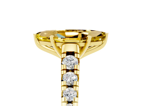 Yellow gold Marquise Cut Yellow Sapphire Solitaire Ring with Cathedral Setting and Pavé Band_29