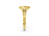 Yellow gold Marquise Cut Yellow Sapphire Solitaire Ring with Filigree Band and Four-Prong Setting_72