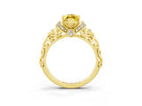 Yellow gold Marquise Cut Yellow Sapphire Solitaire Ring with Filigree Band and Four-Prong Setting_73