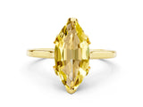 Yellow gold Marquise Cut Yellow Sapphire Solitaire Ring with Flower Prong Setting and Classic Band_12