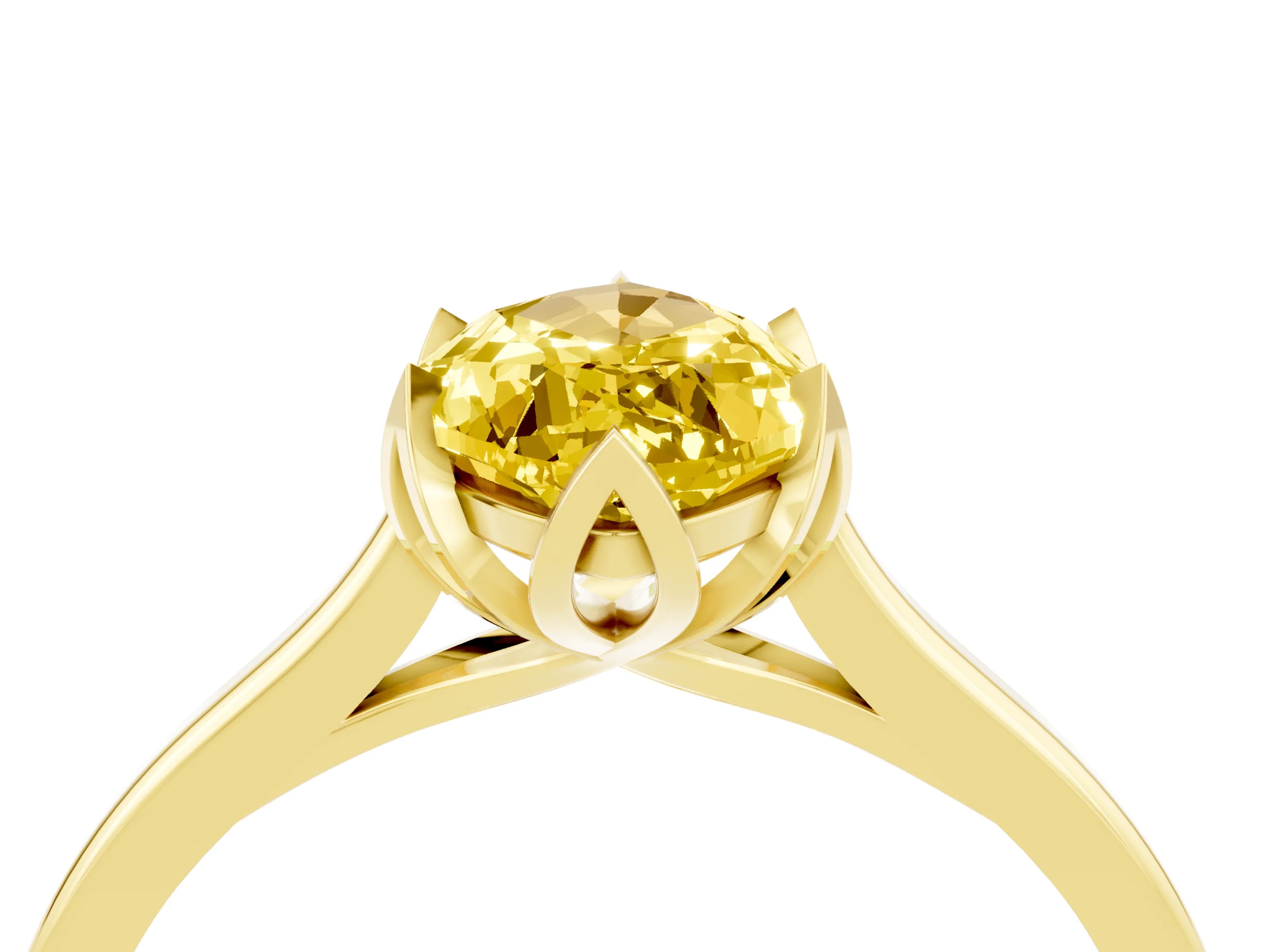 Yellow gold Marquise Cut Yellow Sapphire Solitaire Ring with Flower Prong Setting and Classic Band_16