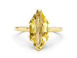 Yellow gold Marquise Cut Yellow Sapphire Solitaire Ring with Flower Prong Setting and Classic Band_36