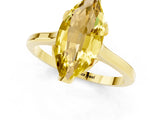 Yellow gold Marquise Cut Yellow Sapphire Solitaire Ring with Flower Prong Setting and Classic Band_37