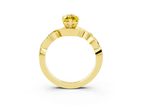 Yellow gold Marquise Cut Yellow Sapphire Solitaire Ring with Milgrain Pavé Band and Four-Prong Setting_15