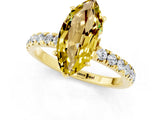 Yellow gold Marquise Cut Yellow Sapphire Solitaire Ring with Pavé Accents and Four-Prong Setting_25