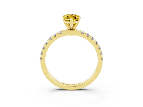 Yellow gold Marquise Cut Yellow Sapphire Solitaire Ring with Pavé Accents and Four-Prong Setting_27