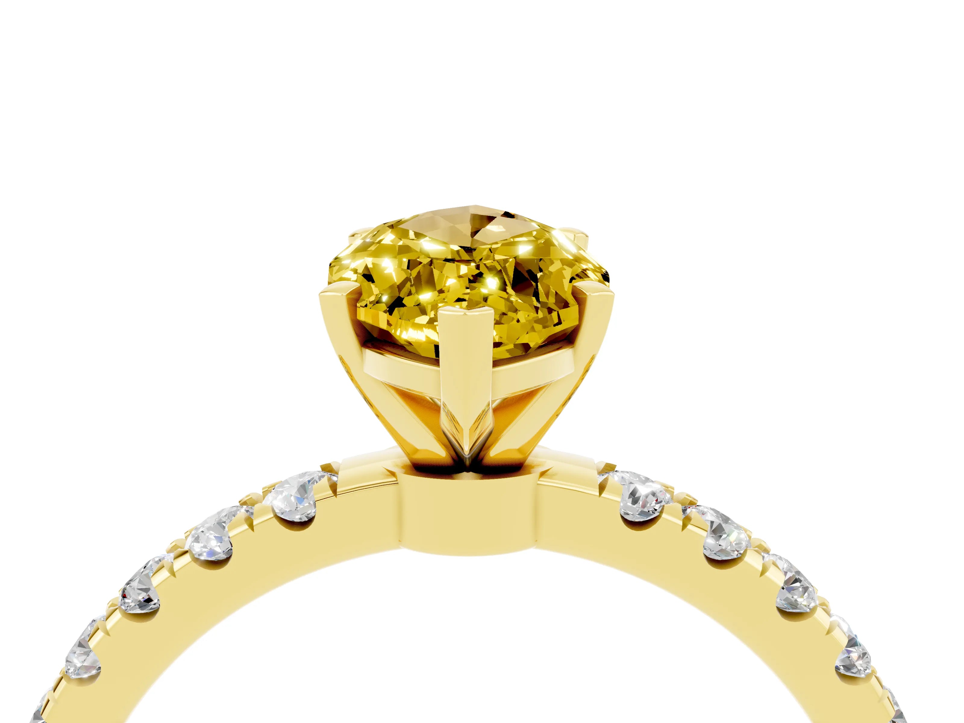 Yellow gold Marquise Cut Yellow Sapphire Solitaire Ring with Pavé Accents and Four-Prong Setting_28