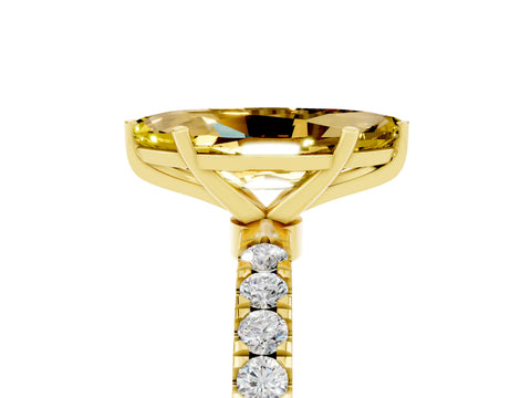 Yellow gold Marquise Cut Yellow Sapphire Solitaire Ring with Pavé Accents and Four-Prong Setting_29