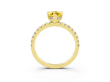 Yellow gold Marquise Cut Yellow Sapphire Solitaire Ring with Pavé Band and Four-Prong Setting_63
