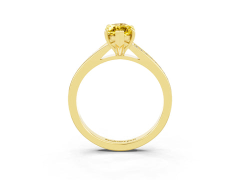 Yellow gold Marquise Cut Yellow Sapphire Solitaire Ring with Pavé Band and Prong Setting_15