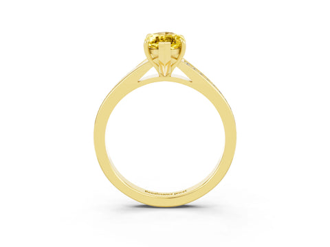 Yellow gold Marquise Cut Yellow Sapphire Solitaire Ring with Pavé Band and Prong Setting_3