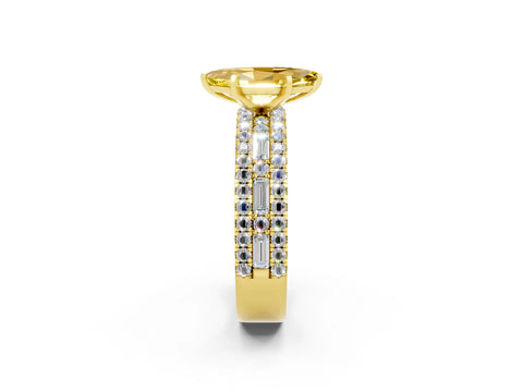 Yellow gold Marquise Cut Yellow Sapphire Solitaire Ring with Pavé and Channel Set Band_26