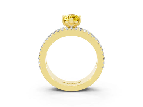 Yellow gold Marquise Cut Yellow Sapphire Solitaire Ring with Pavé and Channel Set Band_27