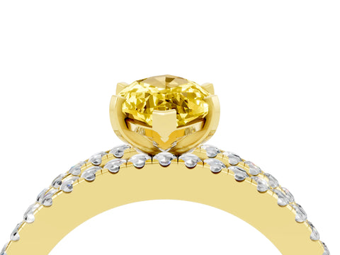 Yellow gold Marquise Cut Yellow Sapphire Solitaire Ring with Pavé and Channel Set Band_28
