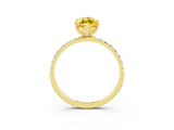 Yellow gold Marquise Cut Yellow Sapphire Solitaire Ring with Pave Band and Four Prong Setting_51