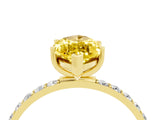 Yellow gold Marquise Cut Yellow Sapphire Solitaire Ring with Pave Band and Four Prong Setting_52