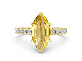 Yellow gold Marquise Cut Yellow Sapphire Solitaire Ring with Round  Pavé Band and Four-Prong Setting_36