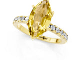Yellow gold Marquise Cut Yellow Sapphire Solitaire Ring with Round  Pavé Band and Four-Prong Setting_37