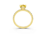 Yellow gold Marquise Cut Yellow Sapphire Solitaire Ring with Round  Pavé Band and Four-Prong Setting_39