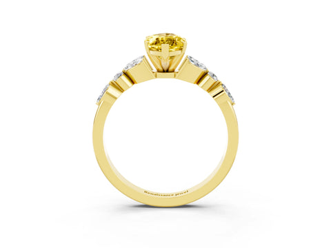 Yellow gold Marquise Cut Yellow Sapphire Solitaire Ring with Side Stones and Four-Prong Setting_15