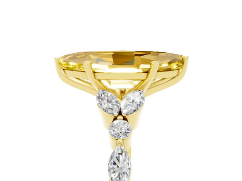 Yellow gold Marquise Cut Yellow Sapphire Solitaire Ring with Side Stones and Four-Prong Setting_17