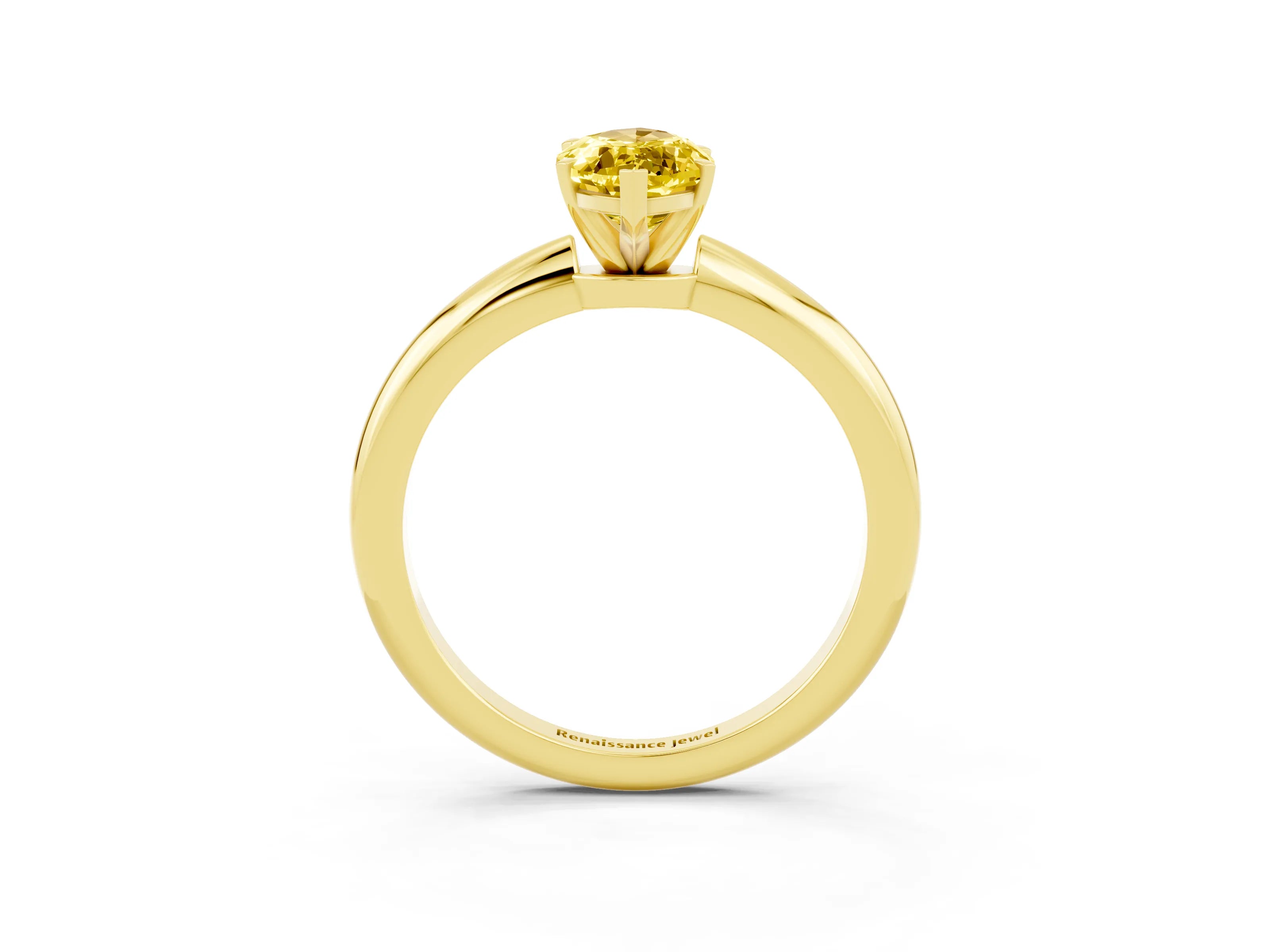 Yellow gold Marquise Cut Yellow Sapphire Solitaire Ring with Six-Prong Setting and Classic Band_3