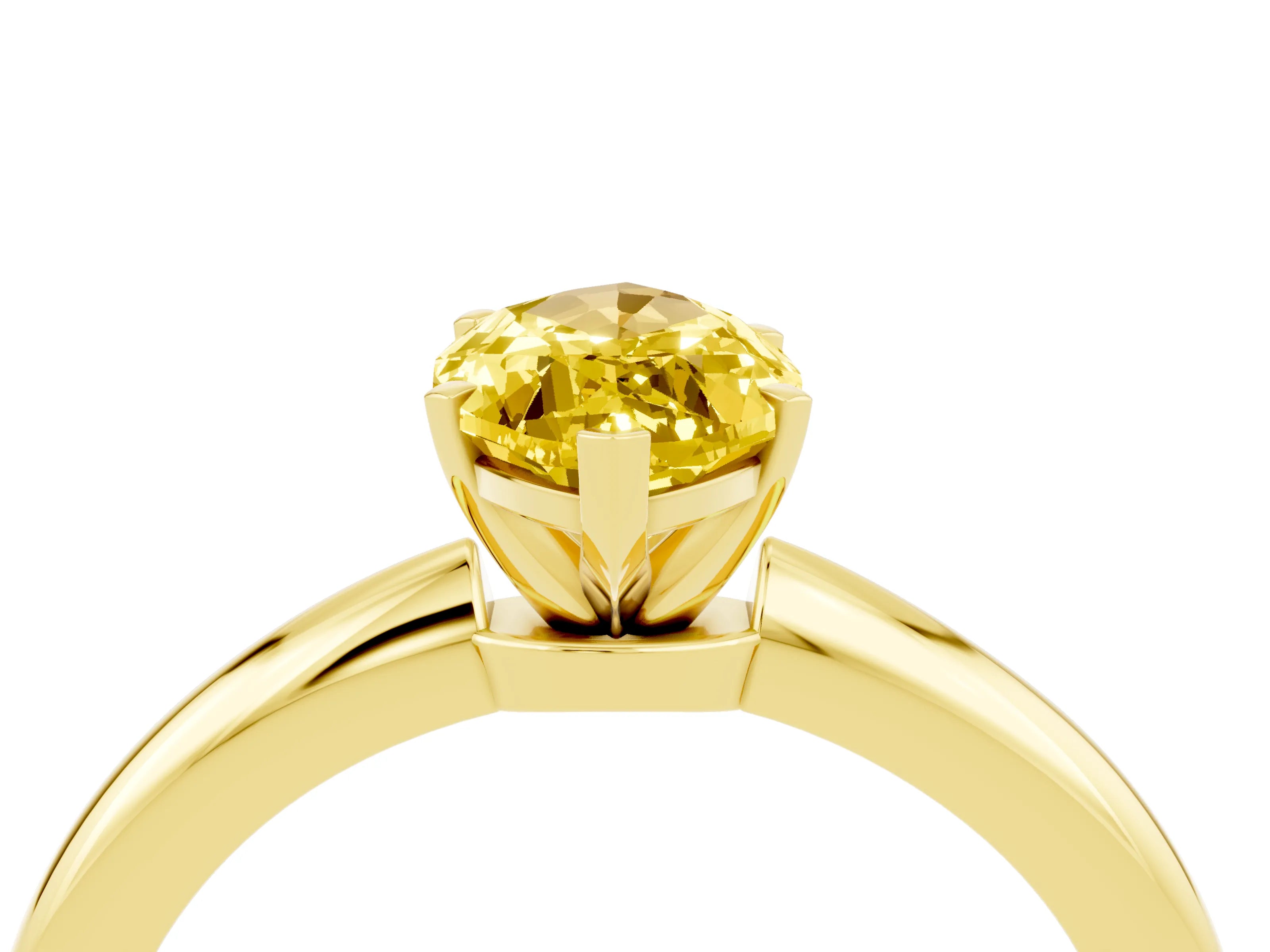 Yellow gold Marquise Cut Yellow Sapphire Solitaire Ring with Six-Prong Setting and Classic Band_4