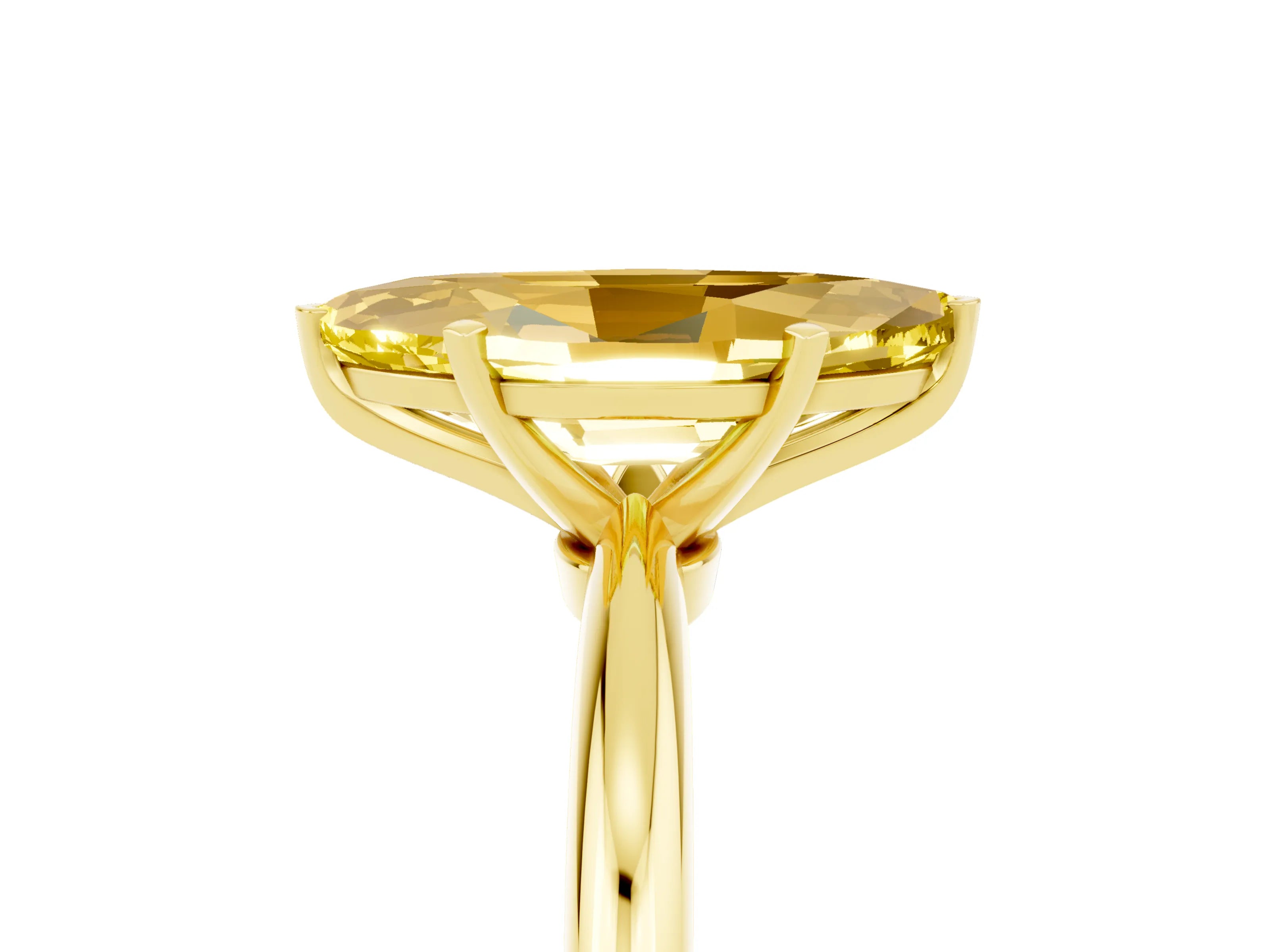 Yellow gold Marquise Cut Yellow Sapphire Solitaire Ring with Six-Prong Setting and Classic Band_5