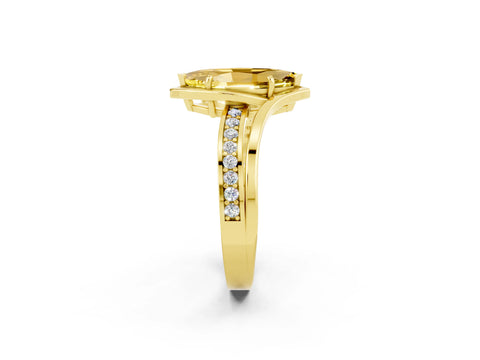 Yellow gold Marquise Cut Yellow Sapphire Solitaire Ring with Split Shank and Prong Setting_2