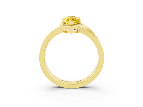 Yellow gold Marquise Cut Yellow Sapphire Solitaire Ring with Split Shank and Prong Setting_3