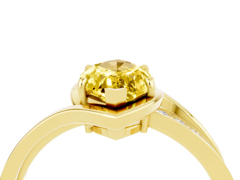 Yellow gold Marquise Cut Yellow Sapphire Solitaire Ring with Split Shank and Prong Setting_4