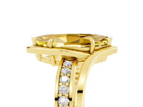 Yellow gold Marquise Cut Yellow Sapphire Solitaire Ring with Split Shank and Prong Setting_5