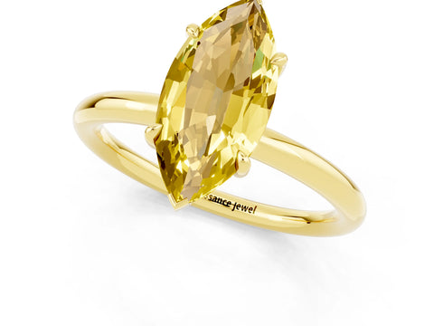 Yellow gold Marquise Cut Yellow Sapphire Solitaire Ring with Thin Band and Four-Prong Setting_37