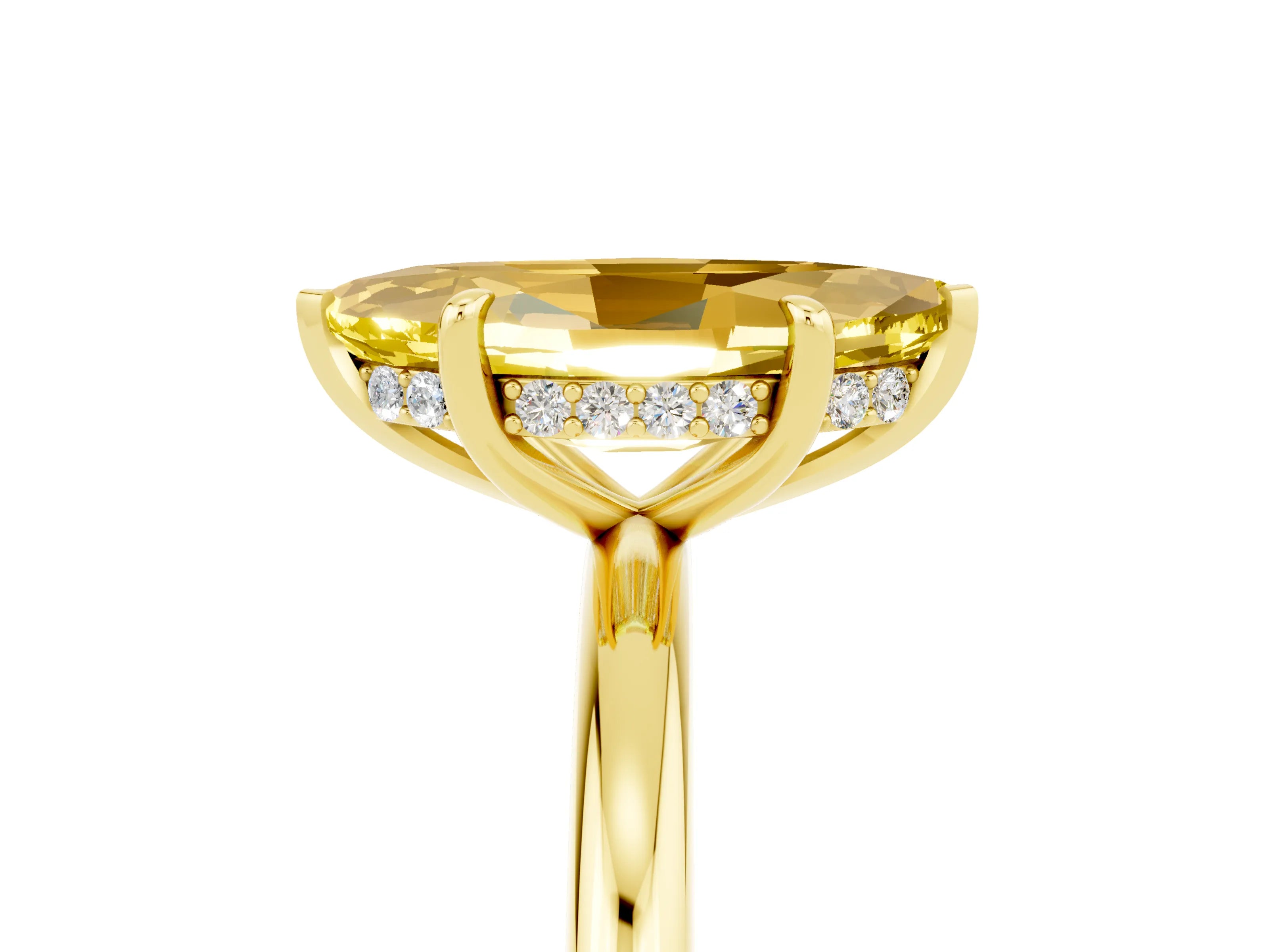 Yellow gold Marquise Cut Yellow Sapphire Solitaire Ring with Thin Band and Four-Prong Setting_41