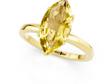Yellow gold Marquise Cut Yellow Sapphire Solitaire Ring with Thin Band and Prong Setting_13