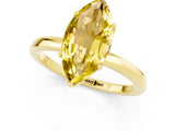 Yellow gold Marquise Cut Yellow Sapphire Solitaire Ring with Thin Band and Prong Setting_25