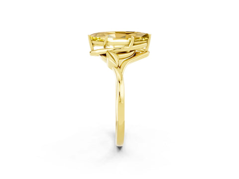 Yellow gold Marquise Cut Yellow Sapphire Solitaire Ring with Twist Band and Four-Prong Setting_26