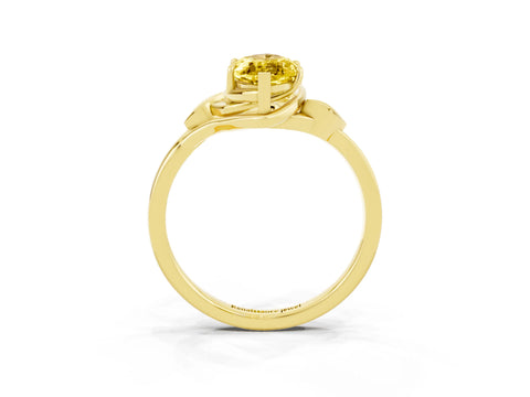 Yellow gold Marquise Cut Yellow Sapphire Solitaire Ring with Twist Band and Four-Prong Setting_27