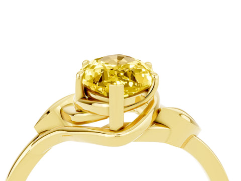 Yellow gold Marquise Cut Yellow Sapphire Solitaire Ring with Twist Band and Four-Prong Setting_28
